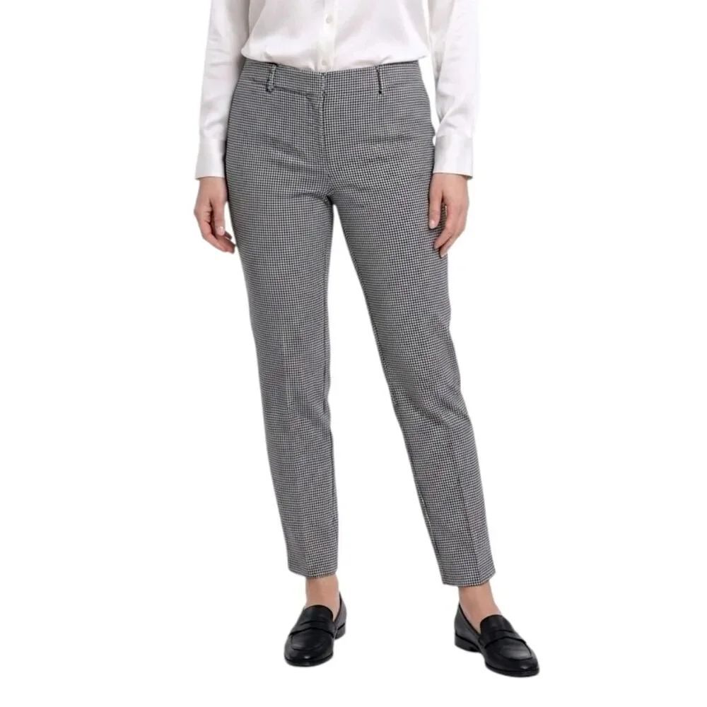 Adrienne Vittadini Black & White Plaid Slim Fit Stretch Cropped Pants Size 10